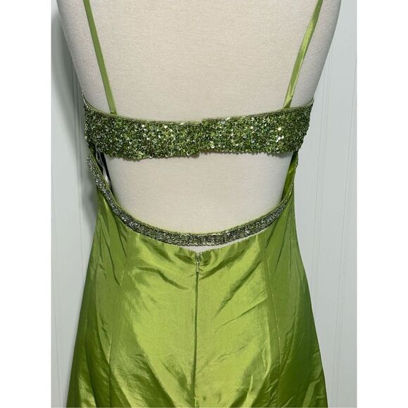 Marsoni Prom Gown Maxi Length Beaded Open Back‎ Sweetheart Neckline Green 14 - Picture 7 of 16